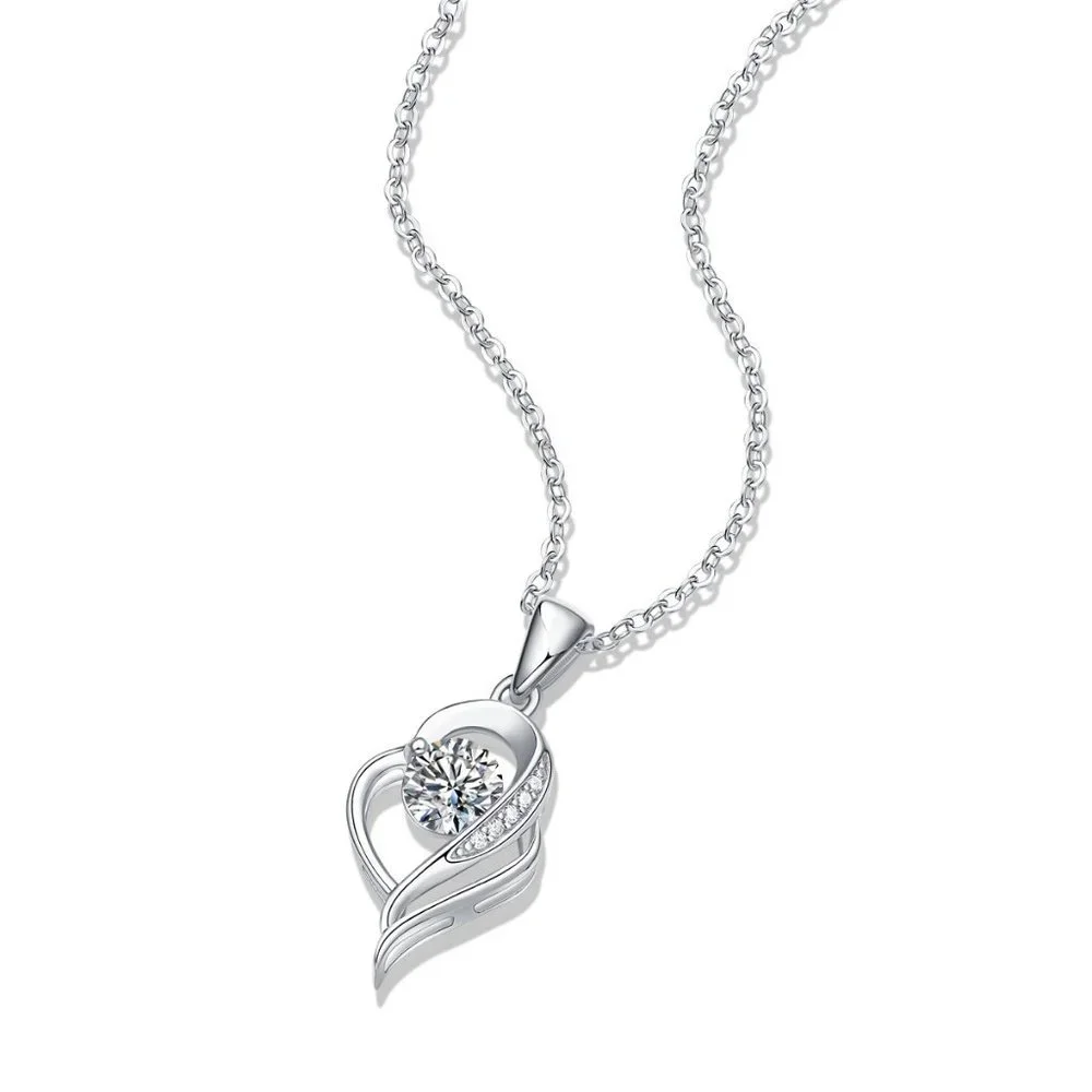 Certified 1/2 ct. t.w. Moissanite Diamond Heart Pendant Necklace NEW - Picture 7 of 13